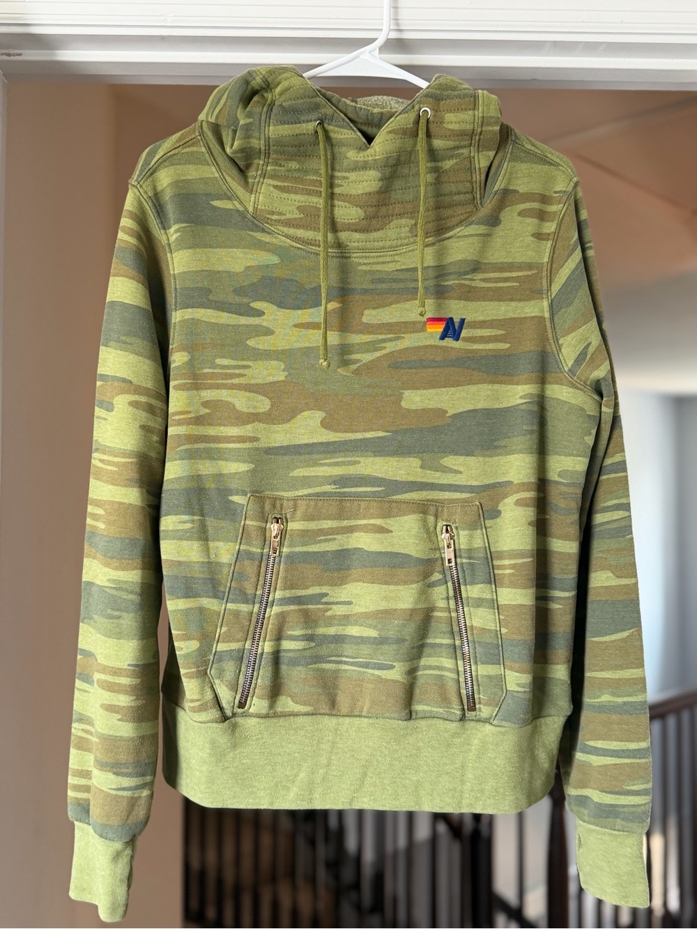 Aviator Nation Ninja Pullover Hoodie Green Camo Size Small
